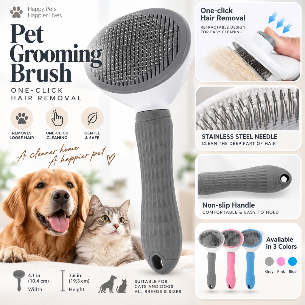 Self-Cleaning Pet Grooming Brush