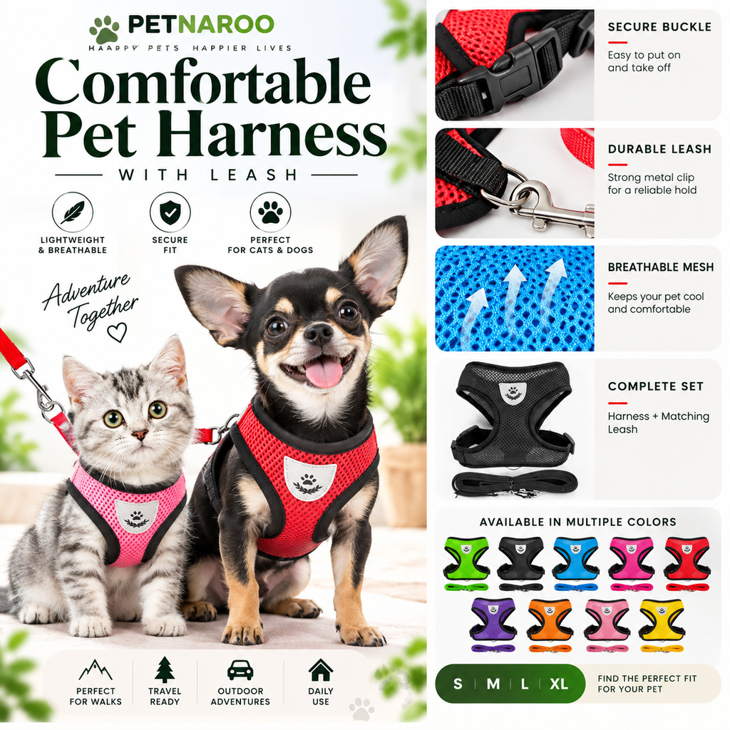 Comfortable Pet Harness with Leash