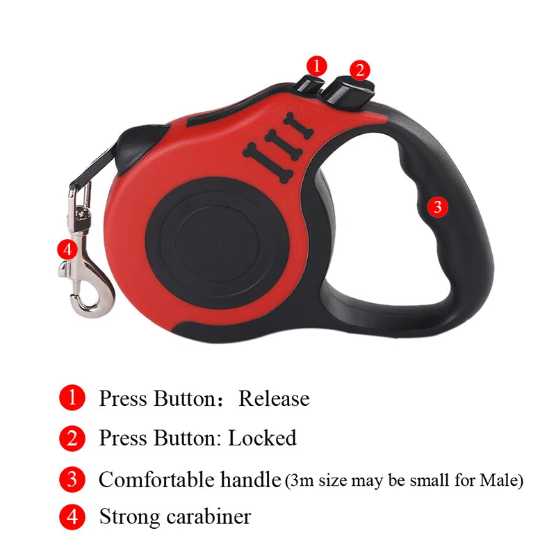 Retractable Dog Leash – 3 m / 5 m