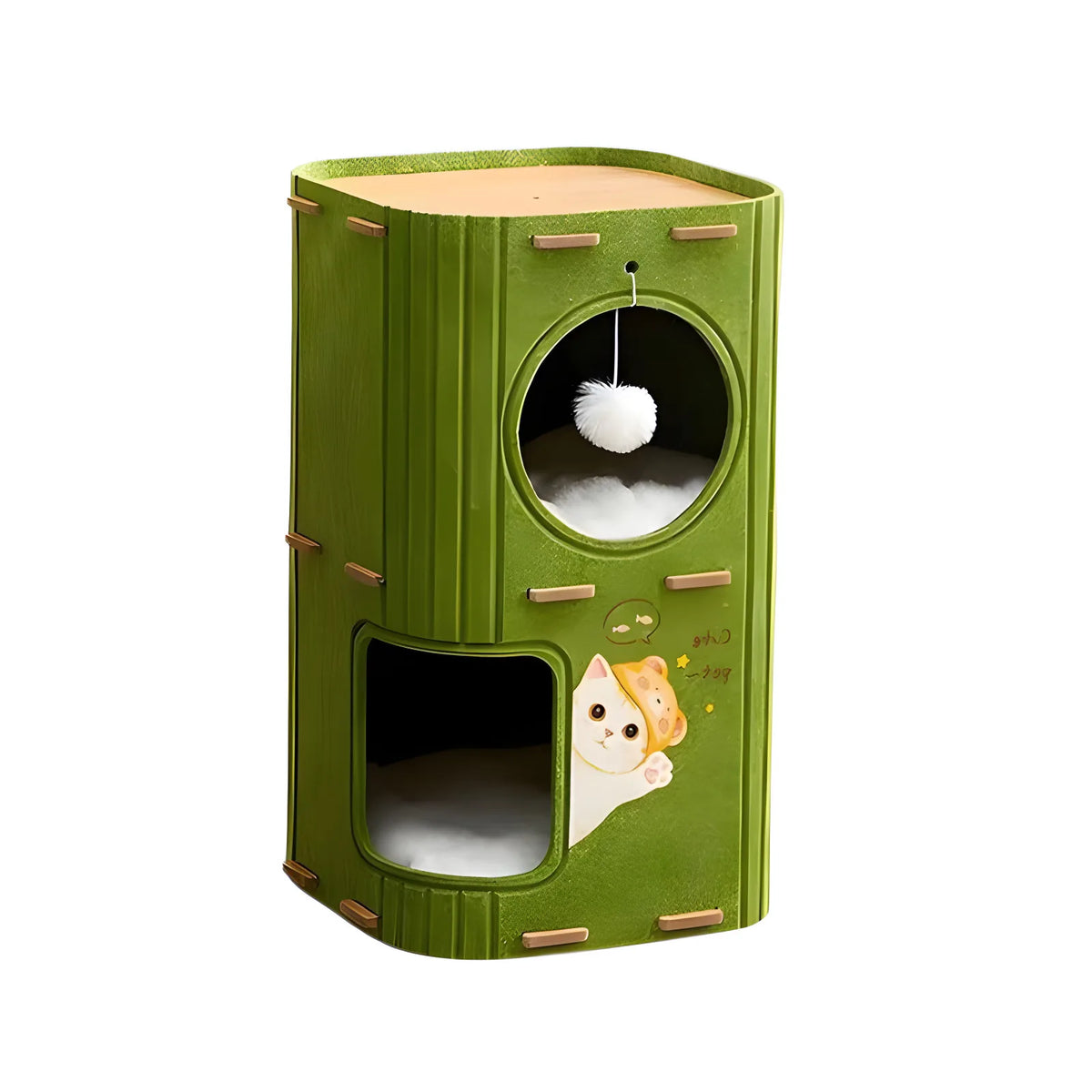 Multi-Level Cat Climbing Tower with Cozy Hideaway